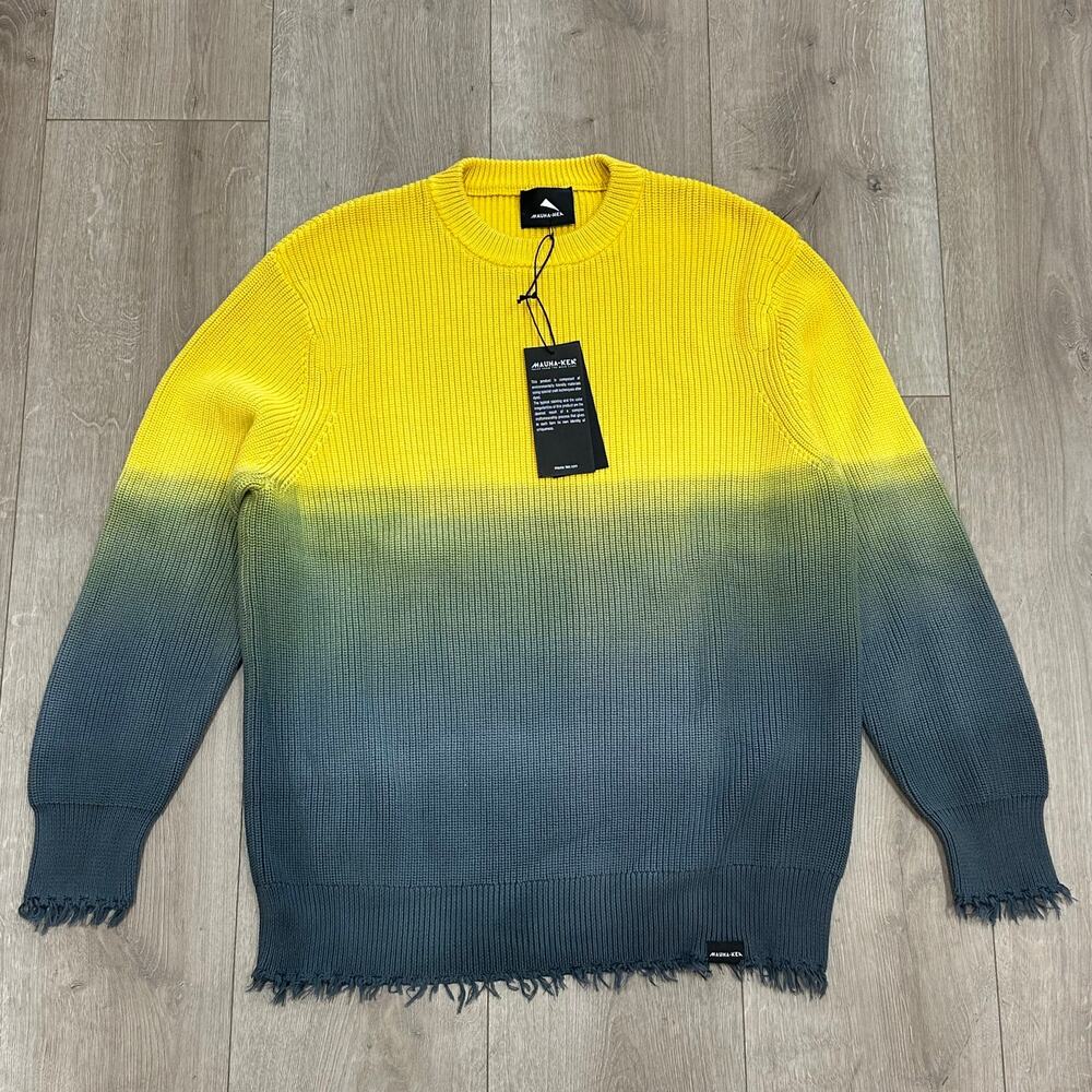 Mauna-Kea ombré gradient knit sweater pullover yellow blue size Medium M B18